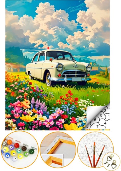 Sayılarla Boyama Numaralı Tuval Seti Fırça Boya Dahil 40X50CM Manzara