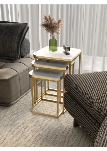 Zigon Sehpa Damla Altın Beyaz fiyatları