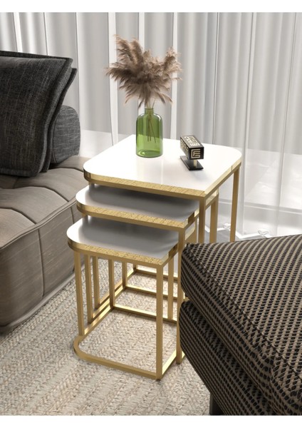 Zigon Sehpa Damla Altın Beyaz modelleri