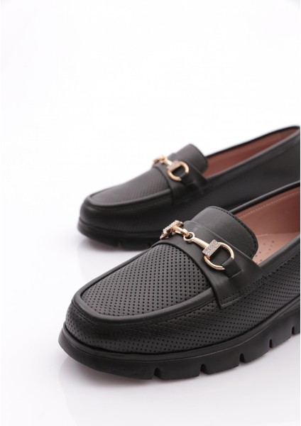 6095-1 Kadin Aksesuarli Loafer Ayakkabi fırsatları