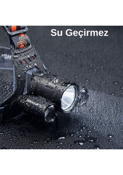 Multizone USB Şarjlı 3 Led'li Su Geçirmez Kamp Balıkçı Kafa Lambası Ayarlanabilir Işık