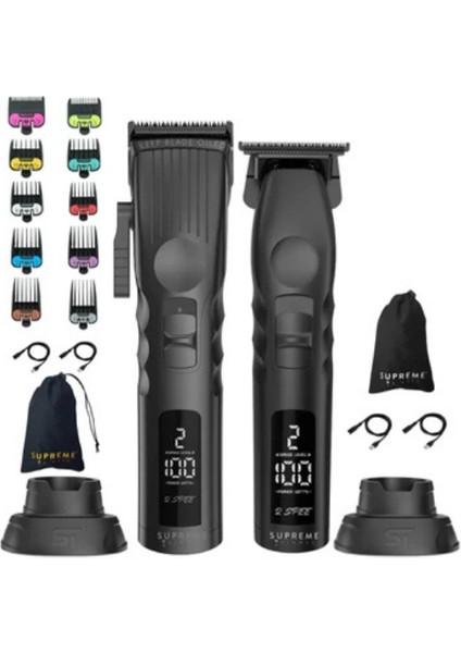 Siyah 2Spee Trimmer & Clipper Seti | Sessiz | LCD Ekranlı | Ergonomik