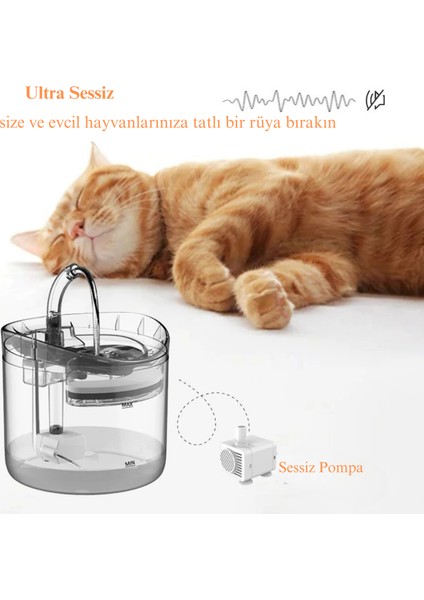 Multizone Otomatik Kedi Köpek Su Kabı Hareket Sensörlü Sessiz Şeffaf Su Pınarı Su Çeşmesi