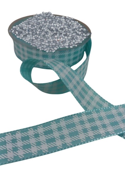 Tafta Ekoseli Kurdele 25 mm Mint 10 Metre
