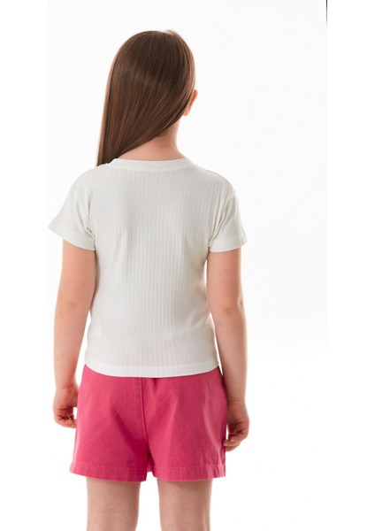 Hawaii Yazı Baskılı Fitilli Yanı Büzgülü Kız Çocuk Tişört fırsatları