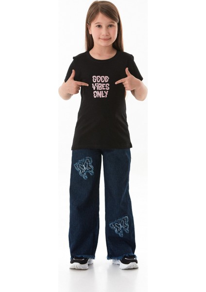 Good Vibes Only Yazı Baskılı Kız Çocuk Tişört fiyatları