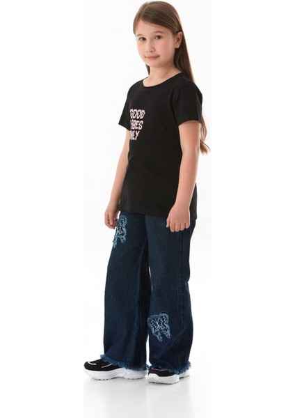 Good Vibes Only Yazı Baskılı Kız Çocuk Tişört modelleri