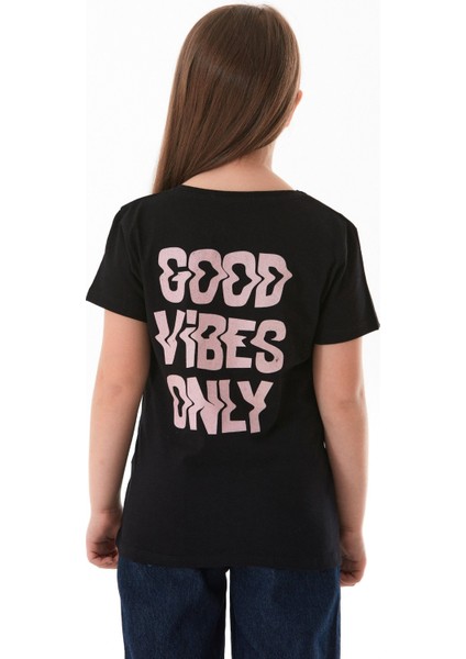 Good Vibes Only Yazı Baskılı Kız Çocuk Tişört indirimleri