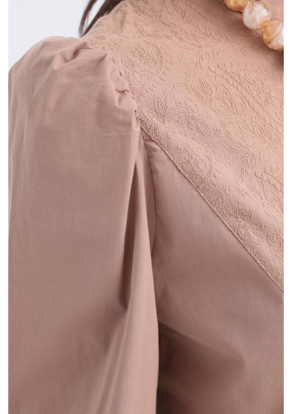 Kadın Fisto Garnili Kolu Lastikli Poplin Tunik fırsatları