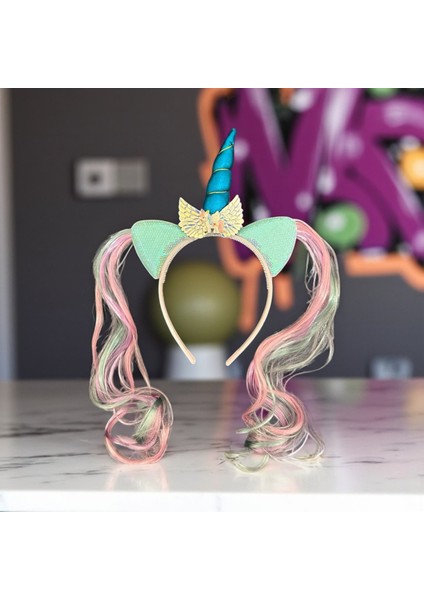 Vıp Kalite Makaron Renkli Saçlı Unicorn Tacı Unicorn Taç Vıp Unicorn Doğum Günü Kostüm Aksesuarları