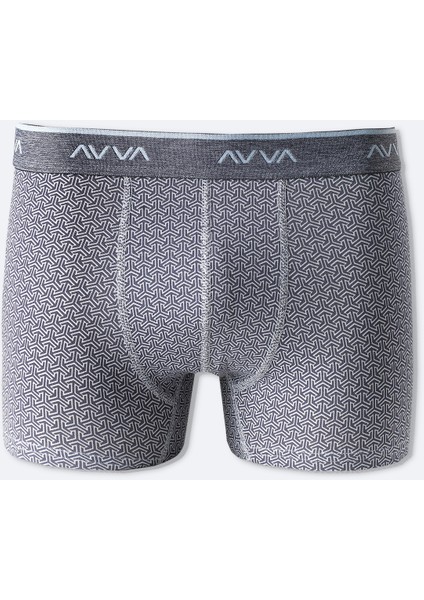 Erkek Gri Geometrik Desenli Tekli Boxer A51Y9505