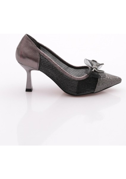 K511 Kadin Fiyonk Detayli Topuklu Ayakkabi