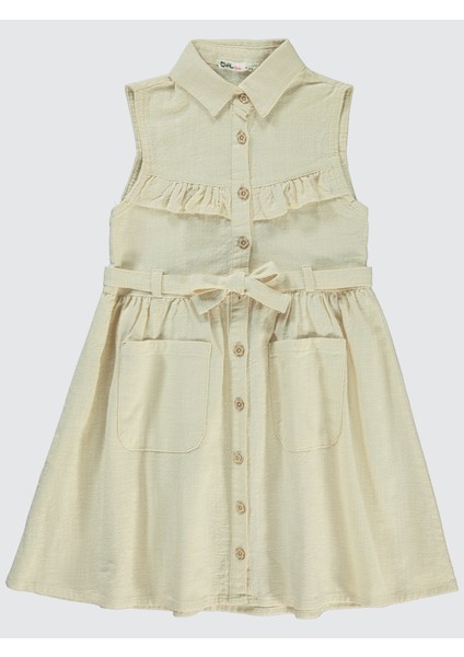 Kız Çocuk Elbise 6-9 Yaş Bej