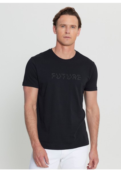 Bisiklet Yaka Baskılı Siyah Erkek T-Shirt ACE091252078_SYH modelleri