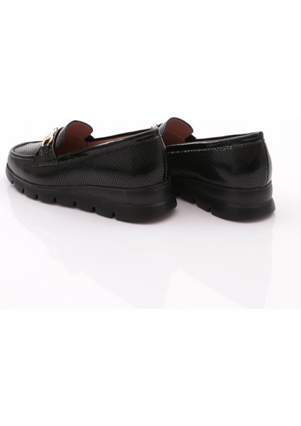 6095-1 Kadin Aksesuarli Loafer Ayakkabi modelleri