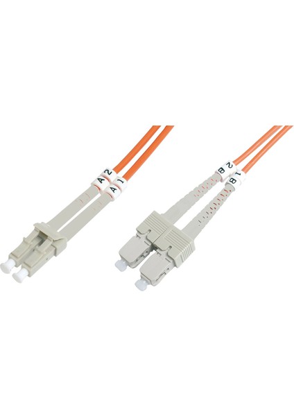 LC-SC Fiber Optik Patch Kablo, Multimode OM 1 62.5/125 Duplex, 3.0mm, LSZH, 1 metre