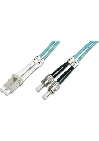 LC-ST Fiber Optik Patch Kablo, Multimode OM 3 50/125 Duplex, 3.0mm, LSZH, 3 metre
