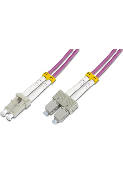 LC-SC Fiber Optik Patch Kablo, Multimode OM 4 50/125 Duplex, 3.0mm, LSZH, 1 metre
