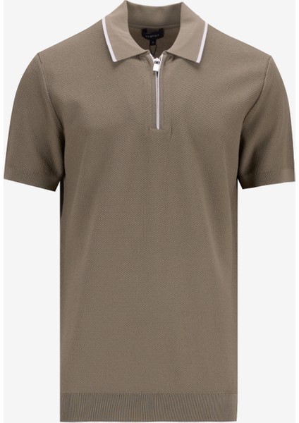 Polo Yaka Basic Düz Haki Erkek Kazak F5SM-KZK 2079