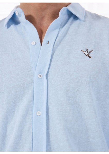 Regular Fit Düğmeli Yaka Düz Açık Mavi Erkek Gömlek FC5SM-GML 2113 fırsatları