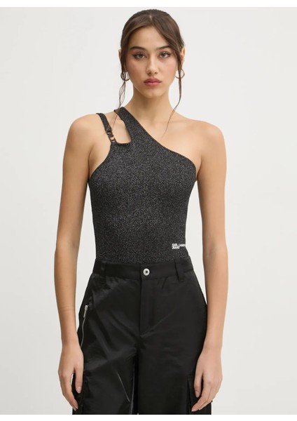 Jeans Tek Omuz Yaka Düz Siyah Kadın Bluz A1W18028 fiyatları