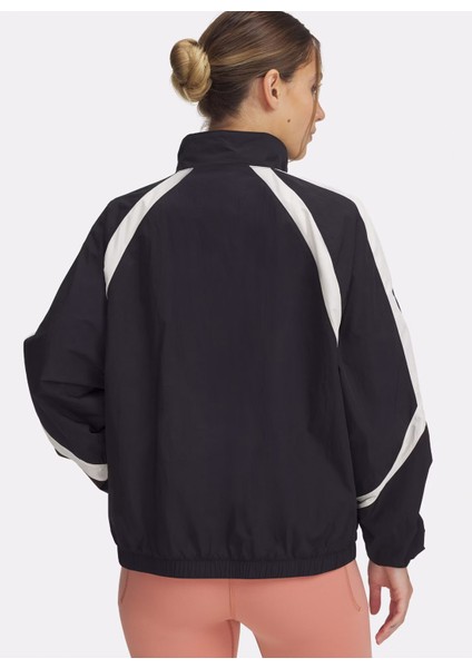 6000278-001 Icon Crinkle Track Jack Siyah Loose Fit Düz Kadın Zip Ceket