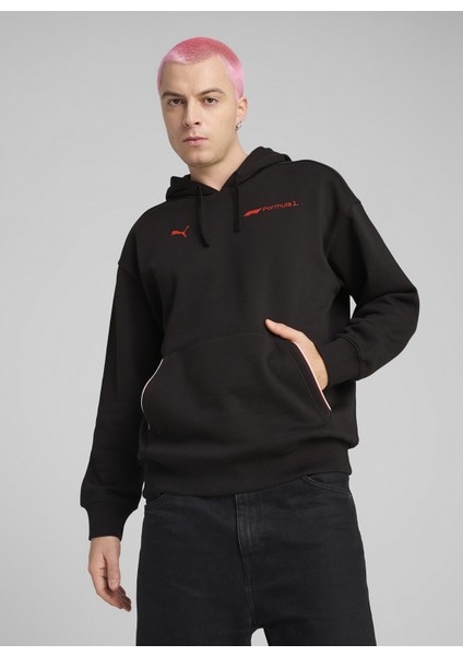 63012101 F1 Ess+ Graphic Hoodie Pum Siyah Kapüşon Yaka Regular Fit Düz Erkek Sweatshırt
