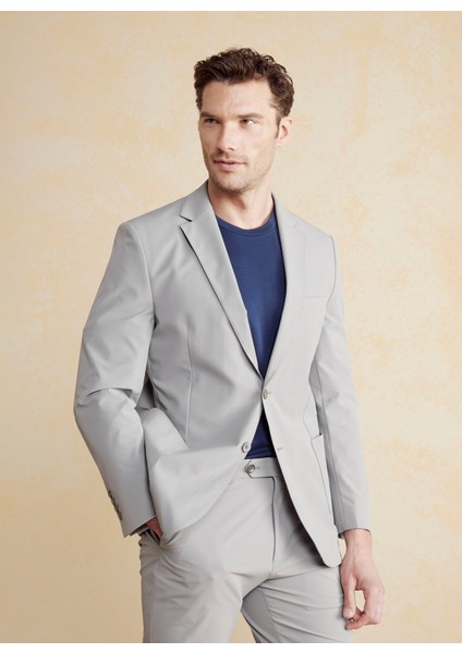 Slim Fit Gri Erkek Ceket BBSS25MBL013