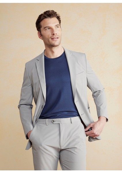 Slim Fit Gri Erkek Ceket BBSS25MBL013