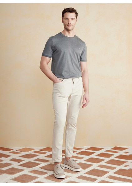 Normal Bel Düz Paça Standart Bej Erkek Pantolon BBSS25MPT005