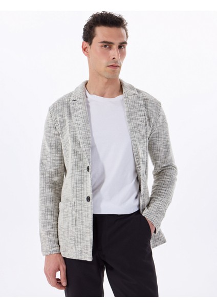 Basic Siyah - Ekru Erkek Jakarlı Ceket F5SM-CKT 2055