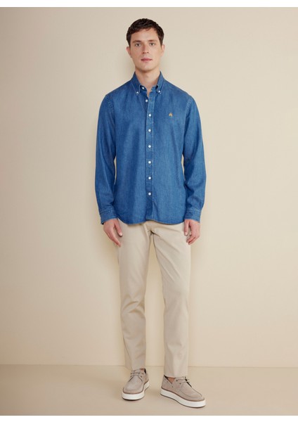 Normal Bel Düz Paça Standart Bej Erkek Pantolon BBSS25MPT009