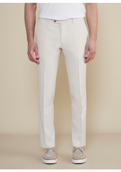 Normal Bel Düz Paça Standart Bej Erkek Pantolon BBSS25MPT017