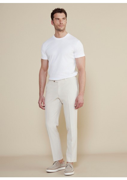 Normal Bel Düz Paça Standart Bej Erkek Pantolon BBSS25MPT017