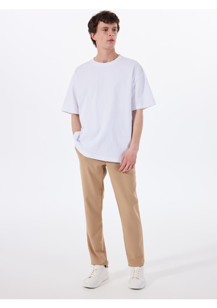 Bağlamalı Bel Normal Paça Slim Fit Bej Erkek Pantolon ACE001252275_BEJ
