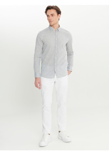 Slim Fit Düğmeli Yaka Gri Erkek Gömlek ACE020252224_GRI fiyatları