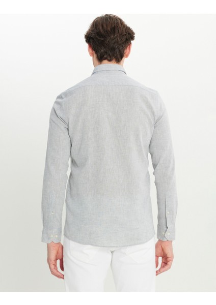 Slim Fit Düğmeli Yaka Gri Erkek Gömlek ACE020252224_GRI indirimleri