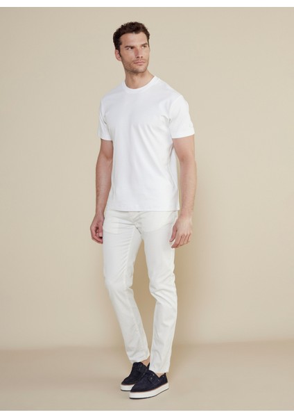 Normal Bel Düz Paça Standart Kırık Beyaz Erkek Pantolon BBSS25MPT010