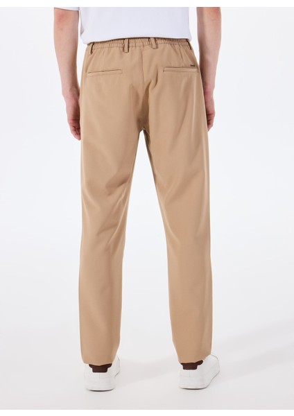 Bağlamalı Bel Normal Paça Slim Fit Bej Erkek Pantolon ACE001252275_BEJ