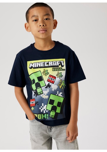 Baskılı Lacivert Erkek Çocuk T-Shirt 13240871