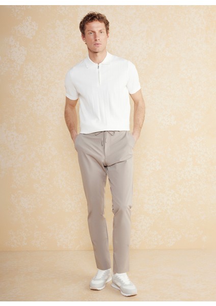 Normal Bel Düz Paça Standart Bej Erkek Pantolon BBSS25MPT020