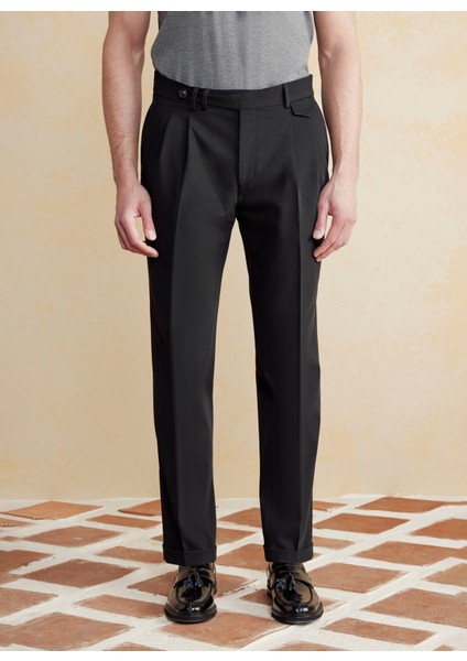 Normal Bel Düz Paça Standart Siyah Erkek Pantolon BBSS25MPT018