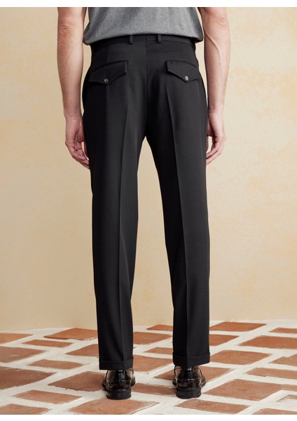 Normal Bel Düz Paça Standart Siyah Erkek Pantolon BBSS25MPT018