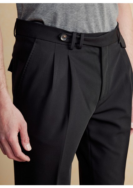 Normal Bel Düz Paça Standart Siyah Erkek Pantolon BBSS25MPT018