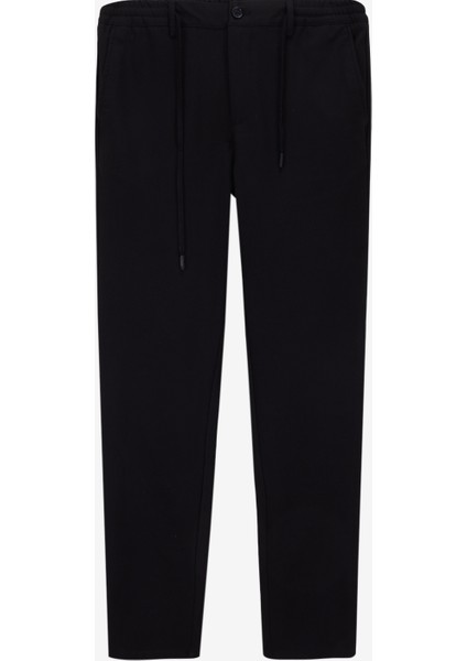Bağlamalı Bel Normal Paça Slim Fit Siyah Erkek Pantolon ACE001252274_SYH