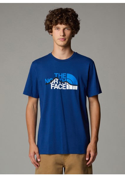 NF0A87NTD1R1-M Ss Mountaın Lıne Tee Lacivert Bisiklet Yaka Regular Fit Düz Erkek T-Shirt