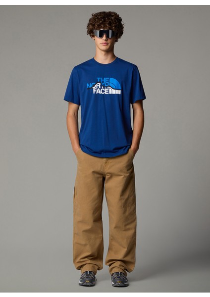 NF0A87NTD1R1-M Ss Mountaın Lıne Tee Lacivert Bisiklet Yaka Regular Fit Düz Erkek T-Shirt fiyatları