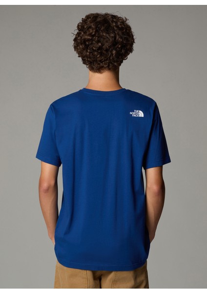 NF0A87NTD1R1-M Ss Mountaın Lıne Tee Lacivert Bisiklet Yaka Regular Fit Düz Erkek T-Shirt modelleri