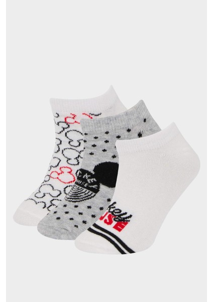 Kız Çocuk Disney Mickey & Minnie 3'lü Pamuklu Patik Çorap E6135A8NS