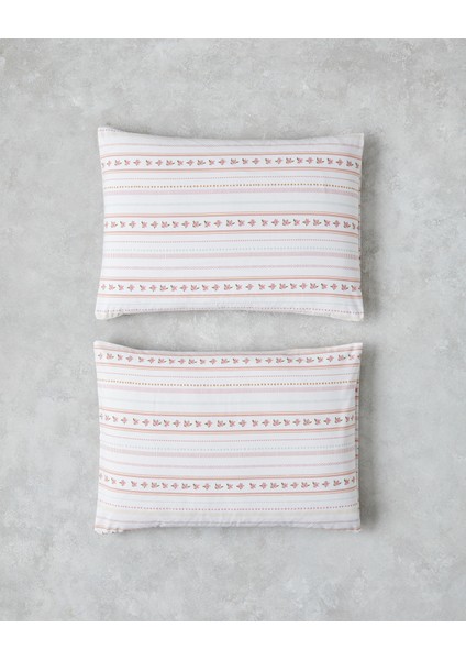 Daisy Stripes Kolay Ütülenir 2'li Yastık Kılıfı 50X70 cm Pembe